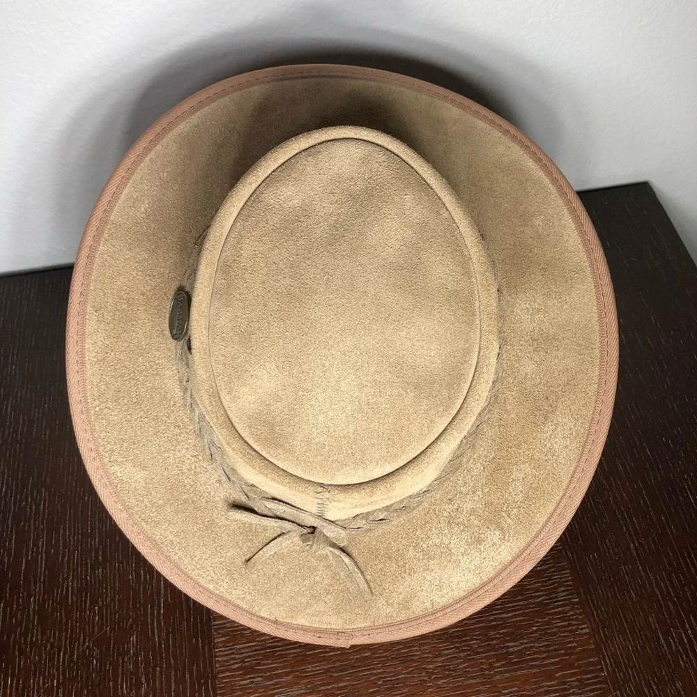 Barmah 1061HI Foldaway 50+UPF Suede Tan Unisex Hat Hiking Beach Festival M 7 1/8